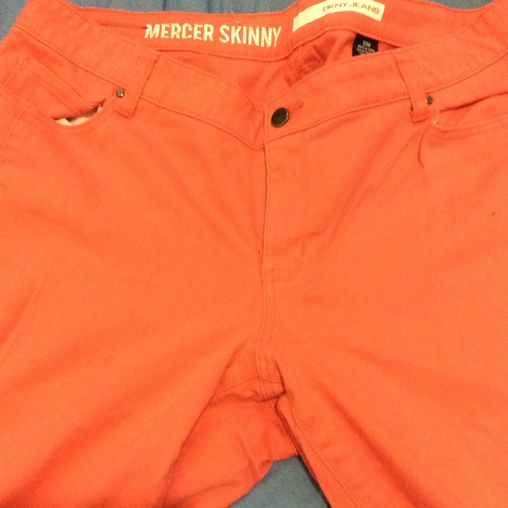 DKNY coral skinny jeans